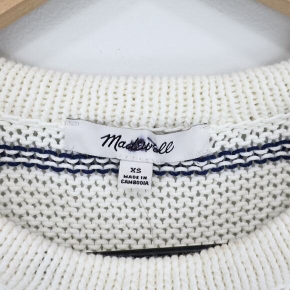 Madewell Puff-Trim Sweater Vest in Stripe Bright Ivory Size XS NWT - Picture 4 of 8